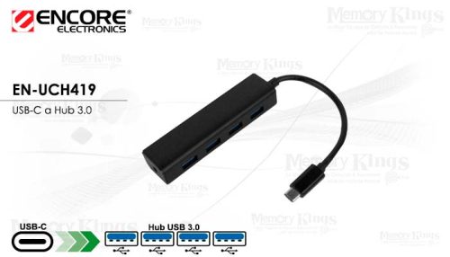 HUB USB-C 4pt ENCORE EN-UCH419 BLACK