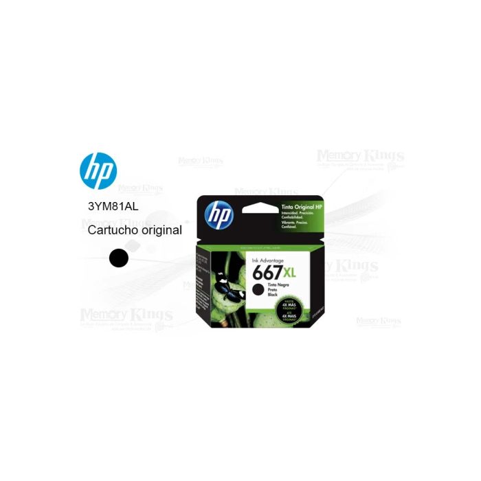Cartucho de Tinta HP 667XL Negro Original - 480 Páginas, Alta Capacidad para Impresoras HP