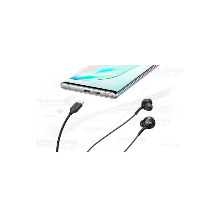 Auriculares Samsung Tipo-C con micrófono, color negro, sonido nítido y compatibilidad universal.