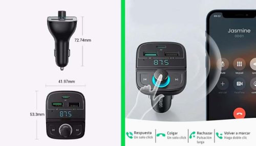 CARGADOR DE COCHE + TRANMISOR FM BT UGREEN CD229(20W)