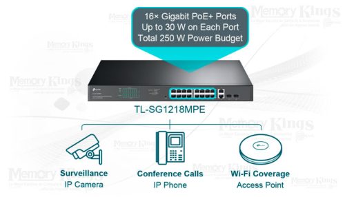 SWITCH GbE 16pt Smart TP-LINK TL-SG1218MPE PoE+