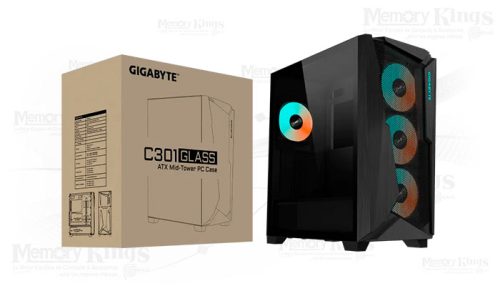 CASE Mid Tower GIGABYTE C301G GLASS ARGB BLACK