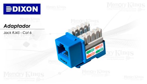 ADAPTADOR JACK 180° RJ45 CAT 6 DIXON Azul