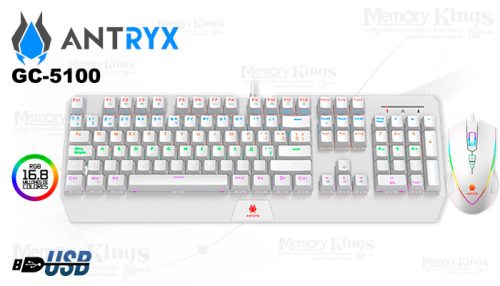 TECLADO+MOUSE Gaming ANTRYX GC-5100 MECANICO SW BLUE RGB WHITE