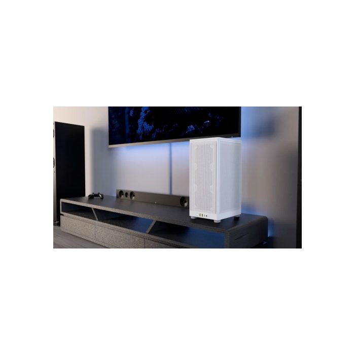 Caja Mini Tower Corsair 2000D Airflo Mini ITX blanca con diseño optimizado para ventilación