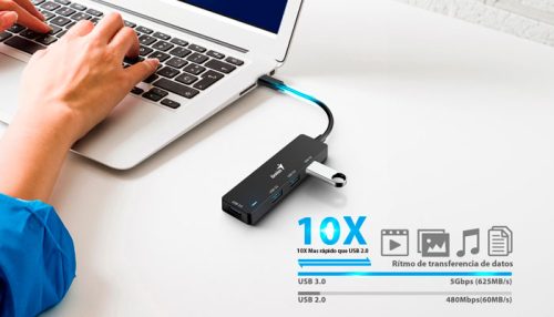 HUB USB-C 4pt USB-A 3.0 GENIUS UH-400 Black