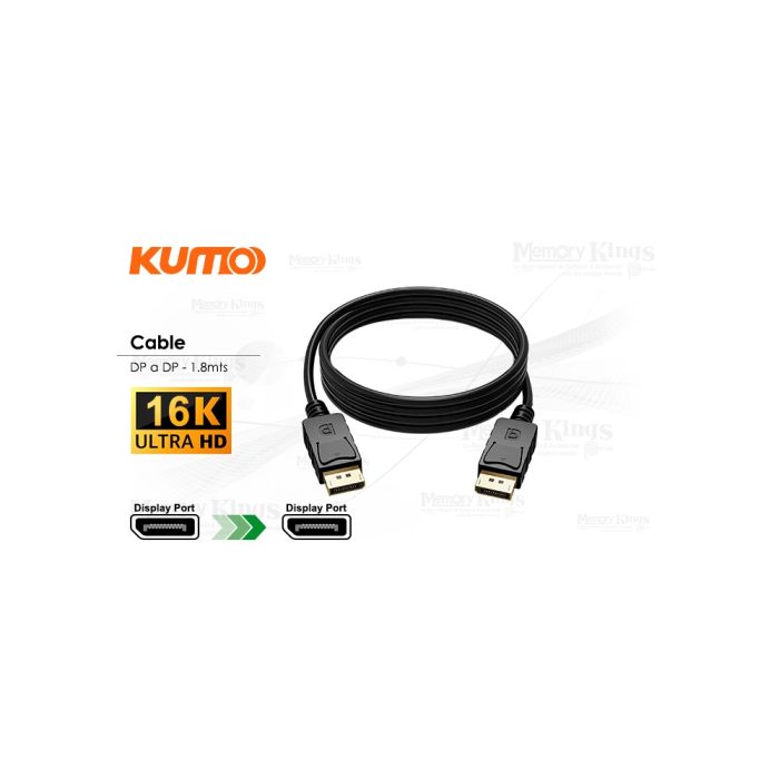 CABLE DisplayPort a DisplayPort 1.8mts KUMO 16k
