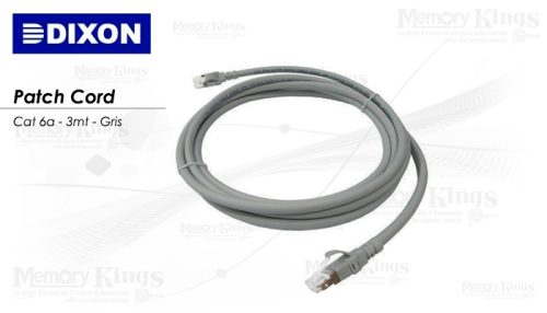 CABLE RED PATCH CORD DIXON 3mt cat-6A Gris