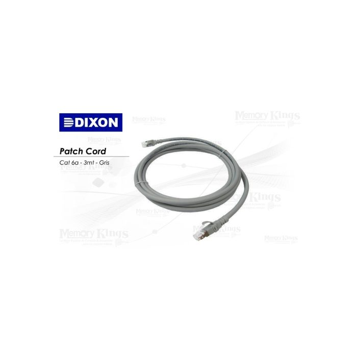 Cable de red patch cord Dixon 3m Cat-6A gris, alta velocidad y conexión confiable para tu hogar u oficina