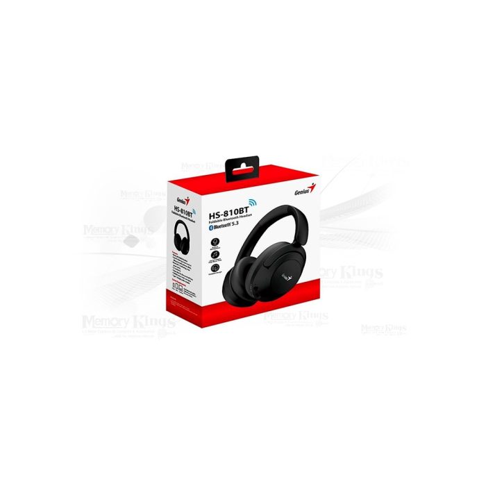 Audífonos Genius HS-810BT Bluetooth plegables de 40mm en color negro con micrófono integrado
