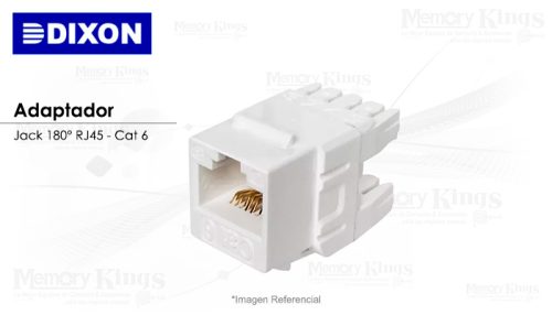ADAPTADOR JACK 180° RJ45 CAT 6 DIXON Blanco