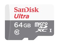 SanDisk Ultra - Tarjeta de memoria flash (adaptador microSDHC a SD Incluido) - 64 GB - Class 10 - microSDXC UHS-I