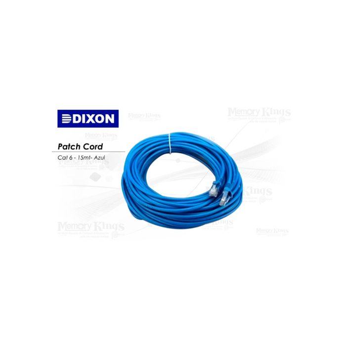 Cable de red Cat 6 Dixon 15m - Patch cord azul de alta velocidad para conexión fiable