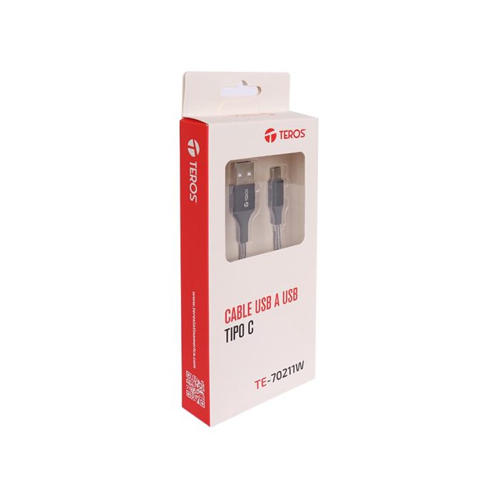 Cable USB TEROS TE-70211W, Tipo A a Tipo C, 3A, 60W Máx, gris