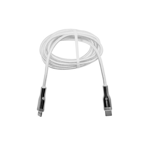 Cable USB TEROS TE-70212W, Tipo C a Lightning, 3A, 20W Máx, blanco y plateado