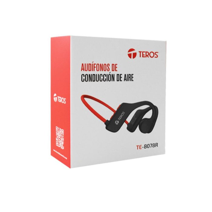 Audífono de conducción de aire TEROS TE-8078R, bluetooth, rojo /gris