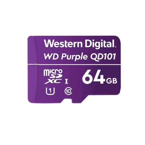 Memoria Flash WD Purple 64GB SC QD101 microSD, ideal para Camaras de videovigilancia.