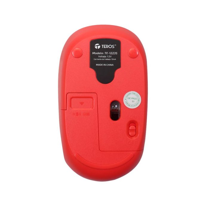 Mouse óptico inalámbrico TEROS TE-1223S, 800-1200-1600 DPI, receptor USB, 4 botones