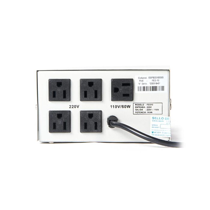Estabilizador Elise - Fase FES-10, Sólido, 1.0kVA, 220V, 4 tomas a 220V, 1 toma a 110V.