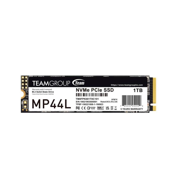 Unidad de estado solido TEAMGROUP MP44L 1TB, M.2, PCI-E 4.0 x4 con NVMe 1.4