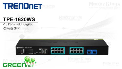 SWITCH GbE 16pt Smart TRENDNET TPE-1620WS PoE+