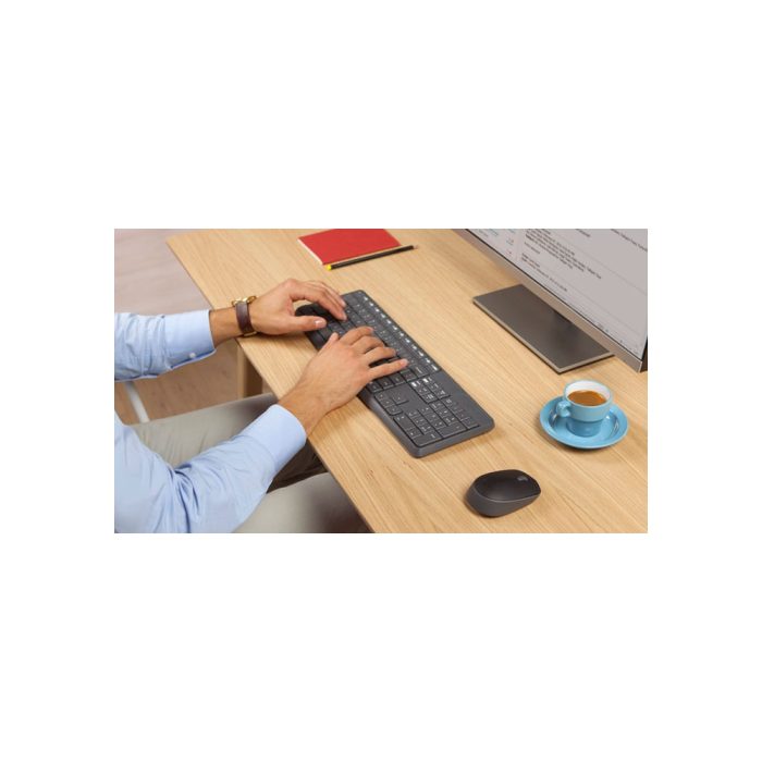 Teclado inalámbrico Logitech MK235 con mouse USB, color negro, práctico y compacto para tu escritorio