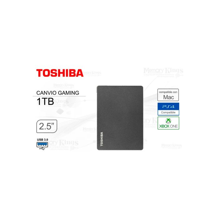 Disco Duro Pórtatil Toshiba Canvio Gaming HDTX110XK3AA - Externo - 1TB - Negro - Consola de juegos Dispositivo compatible - USB 3.0 - 2Año(s) Garantía