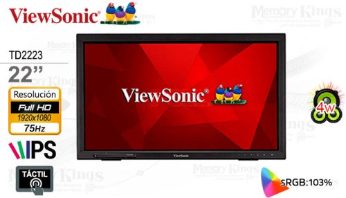 MONITOR 22 VIEWSONIC TD2223 iPS FHD TACTIL con Parlante integrado