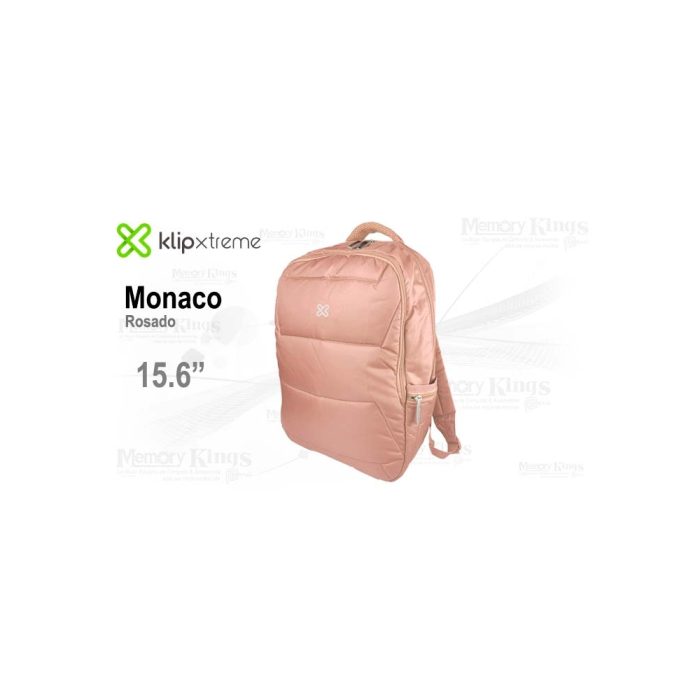Mochila para laptop de 15.6" Klip Xtreme Monaco KNB-426PK en color rosa, diseño moderno y funcional