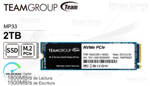UNIDAD SSD M.2 PCIe 2TB TEAMGROUP MP33