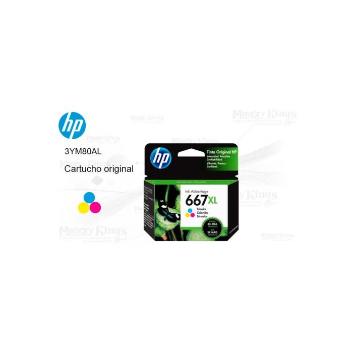 Cartucho de Tinta HP 667XL Tricolor Original - 330 páginas, color vibrante, ideal para impresoras HP