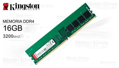 Memoria DIMM Kingston, 16GB DDR4-3200MHz PC4-25600, CL22, 1.2V, 288-Pin, Non-ECC