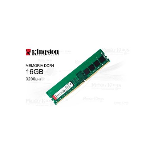 Memoria DIMM Kingston, 16GB DDR4-3200MHz PC4-25600, CL22, 1.2V, 288-Pin, Non-ECC