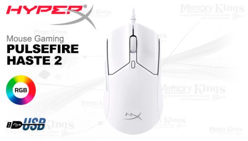 HyperX Pulsefire Haste 2 - Ratón - óptico - 6 botones - cableado - blanco