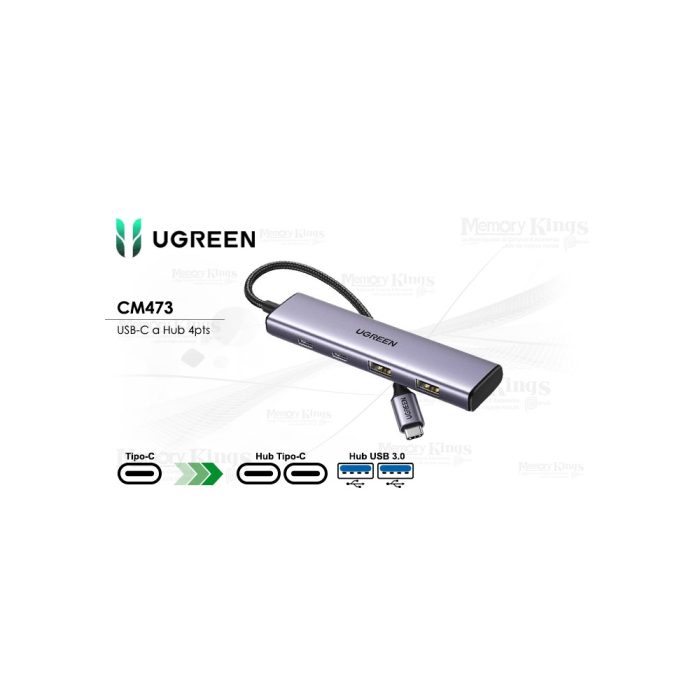 HUB USB-C UGREEN CM473 4pt-USB 3.0 | 2pt-USB-C