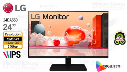 MONITOR 24 LG 24BA550 iPS FHD 100HZ PIVOTE con Parlante integrado