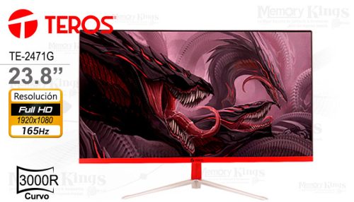 Monitor curvo gaming TEROS TE- 2471G, 23.8" FHD VA, 165 Hz, 2 ms, HDMI, DP