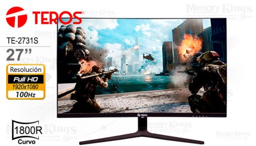 Monitor curvo TEROS TE-2731S, 27" FHD VA, HDMI, VGA