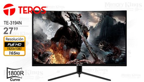 MONITOR 27 TEROS TE-3194N FHD 165HZ 2MS CURVO