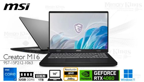 LAPTOP Core i7-14700HX MSI Creator M16 HX C14VFG 32|1TB|16" GEFORCE RTX 4060 8GB, W11PRO