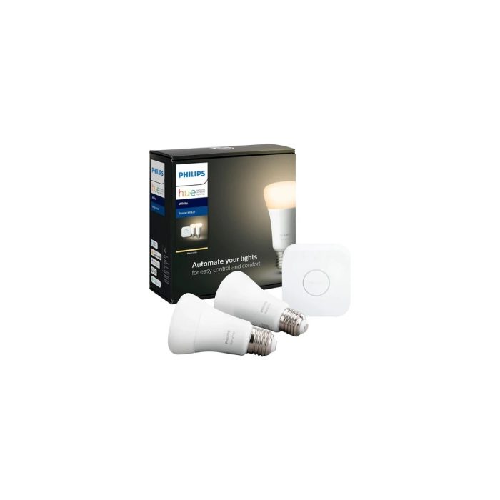 Philips Hue Starter Kit: juego de 2 bombillas LED E27, iluminación inalámbrica y controlado por app