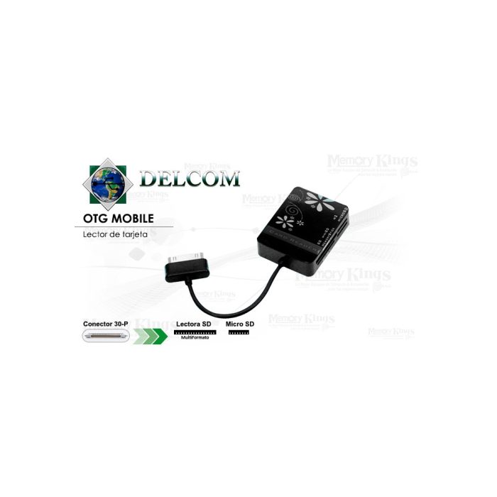 Lector y grabador Delcom OTG para tarjetas SD, MicroSD, M2 y SDHC - compacto y versátil