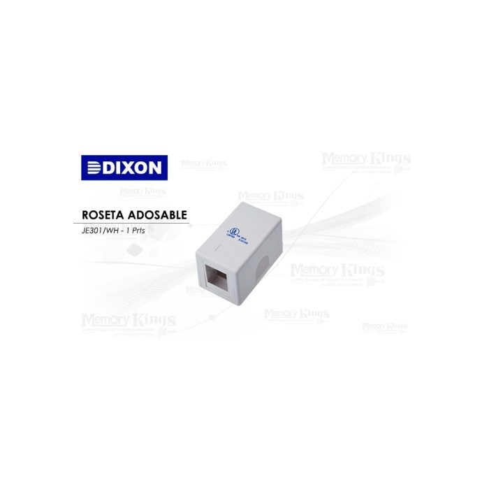 Roseta adosable de 1 puerto Dixon JE301/WH, diseño elegante en color blanco para interiores