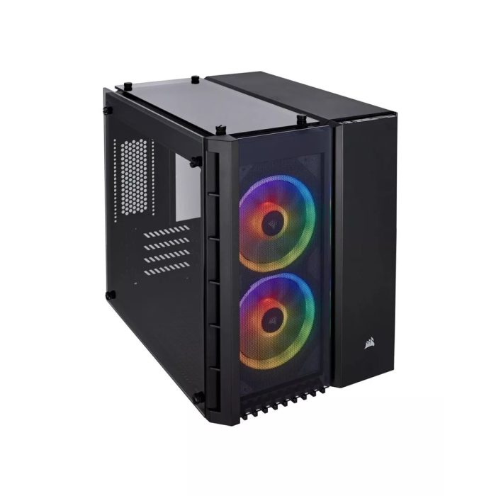 Caja mini tower Corsair Crystal 280X RGB en negro, diseño elegante y amplia ventilación