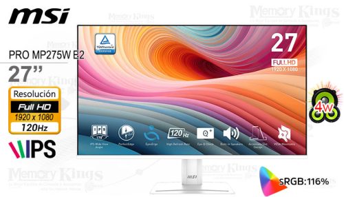 MONITOR 27 MSI PRO MP275W E2 iPS FHD 120HZ 1MS WH WHITE
