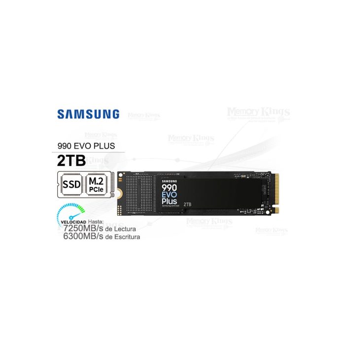 Samsung 990 Evo Plus 2TB SSD M.2 2280 NVMe, velocidad PCIe 4.0 para alto rendimiento