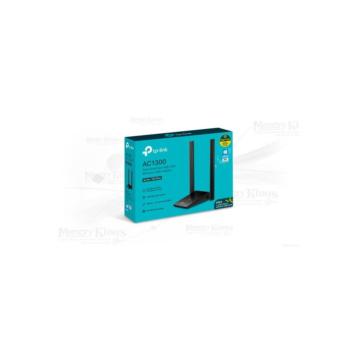 Adaptador Wi-Fi USB TP-LINK Archer T4U Plus AC1300, velocidad 2.4GHz, conexión rápida y eficiente