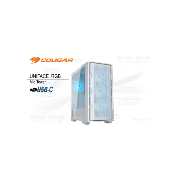 Carcasa Cougar CGR-5C78W-RGB - Media torre, compatibilidad ATX, 4 ventiladores RGB incluidos, USB 3.0