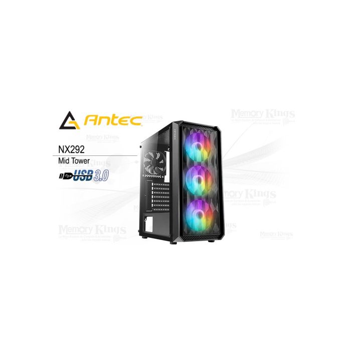 Caja Mid Tower Antec NX292 en Negro - Diseño Elegante, Espacio Amplio y Ventilación Eficiente