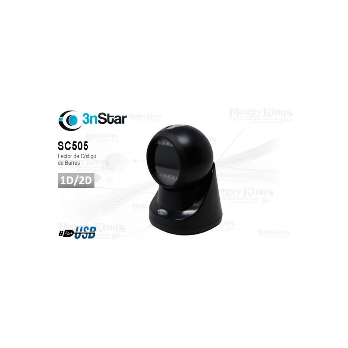 Lector de código de barras 3nStar SC505 USB 1D/2D, maniobrabilidad manos libres y omni-direccional